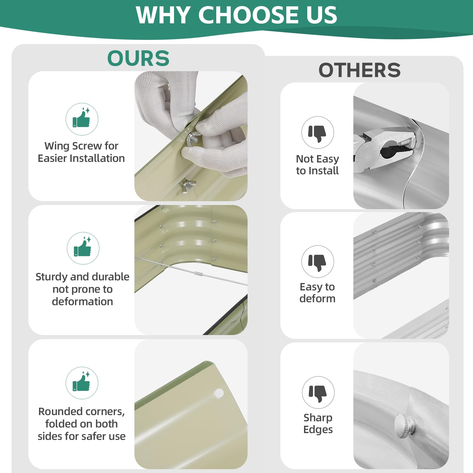 Birdsinyard safety folding-edge design signals scratch-free handling.