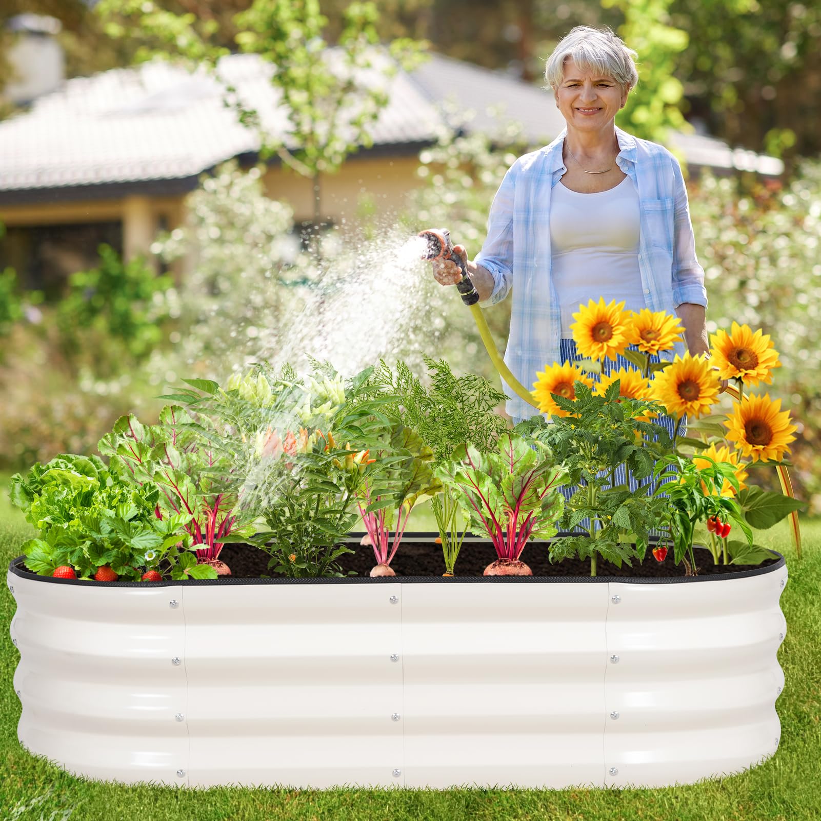 BIRDSINYARD bed ideal for vegetables, fruits, and flowers in different yard sizes.