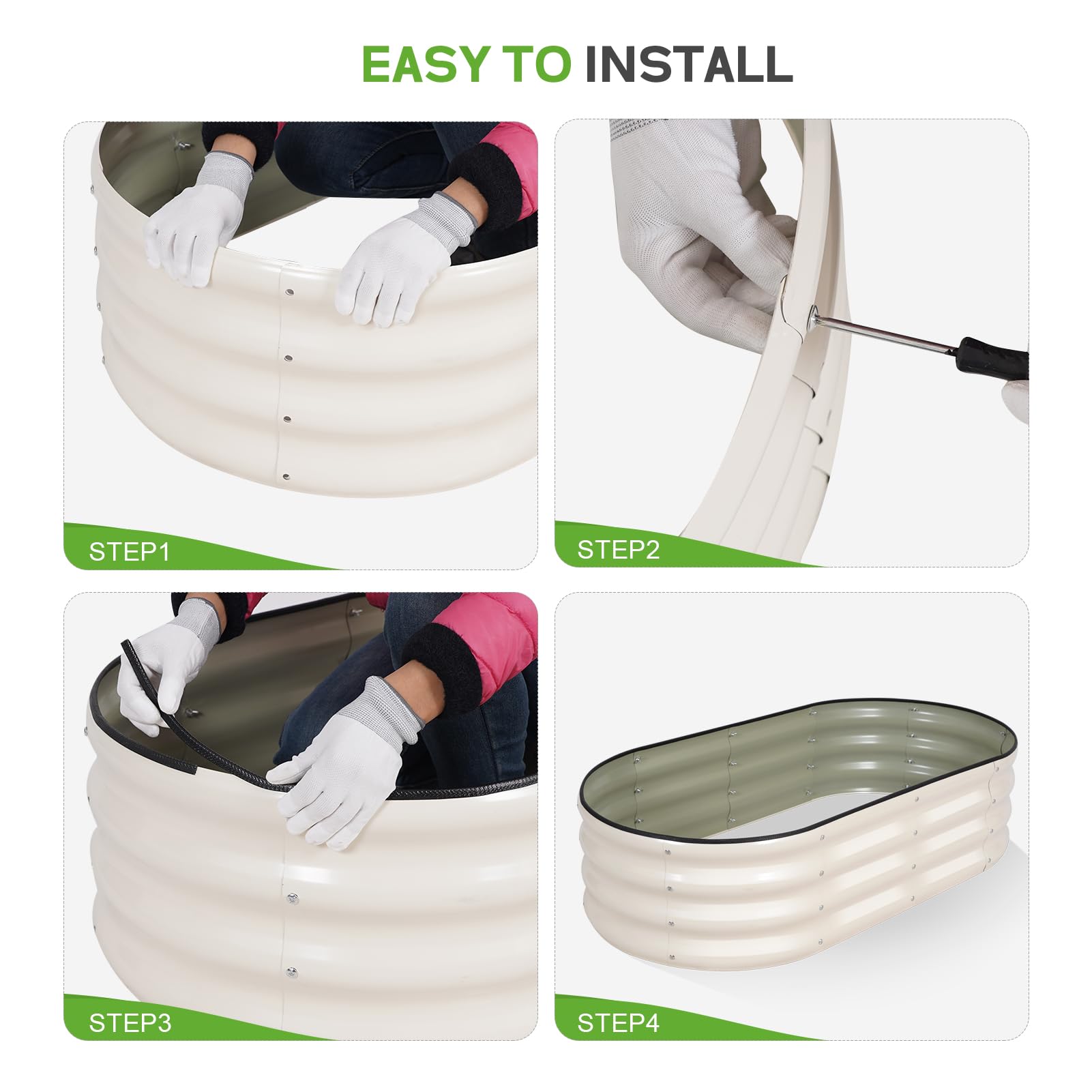 BIRDSINYARD white oval planter box adds a clean look to any garden.