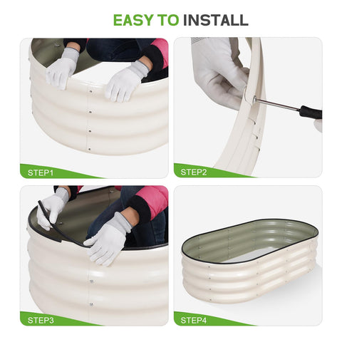 BIRDSINYARD white oval planter box adds a clean look to any garden.