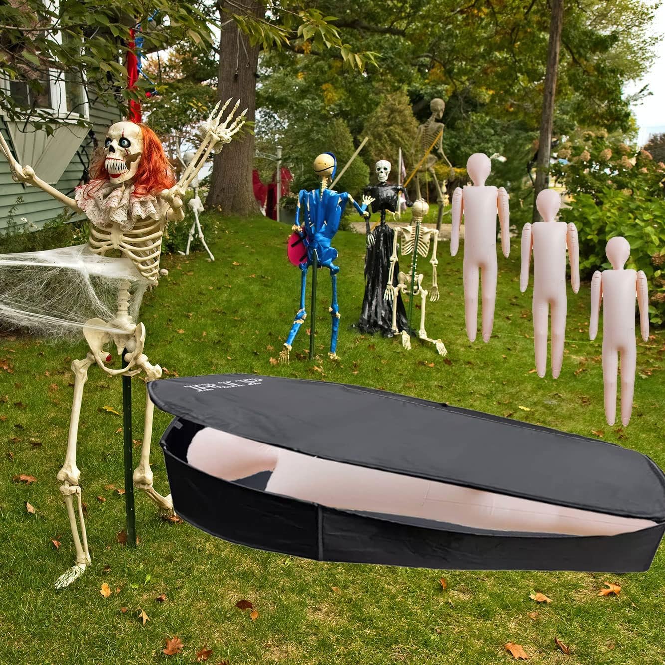 Birheatry 60-inch inflatable mannequin folds flat for easy storage.