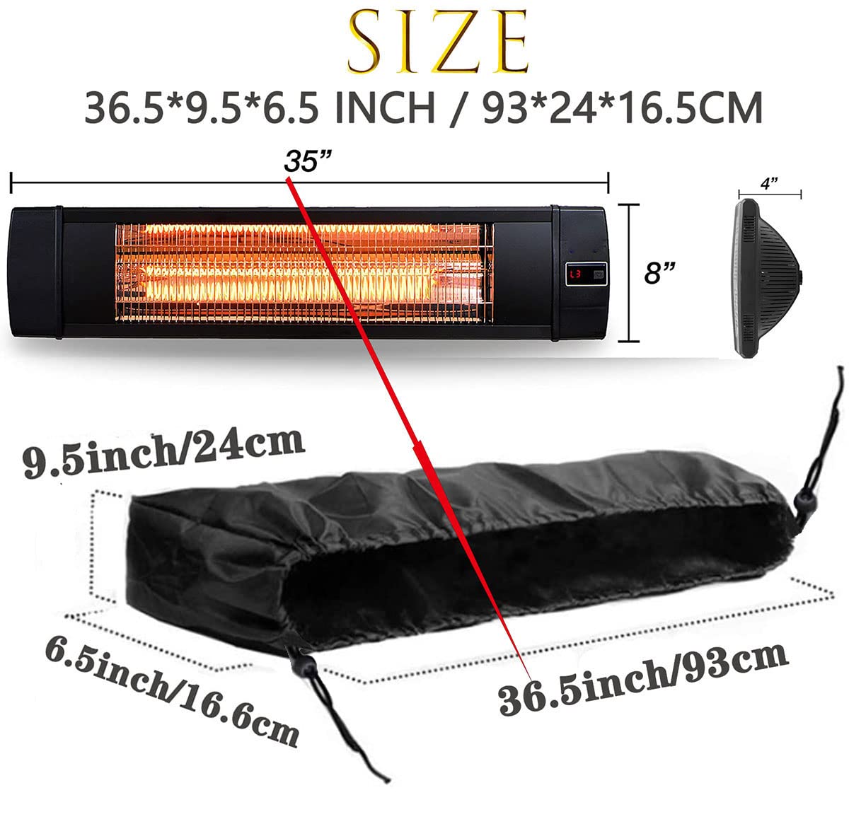 Birheatry Oxford waterproof material shields indoor and outdoor heaters from moisture and UV.