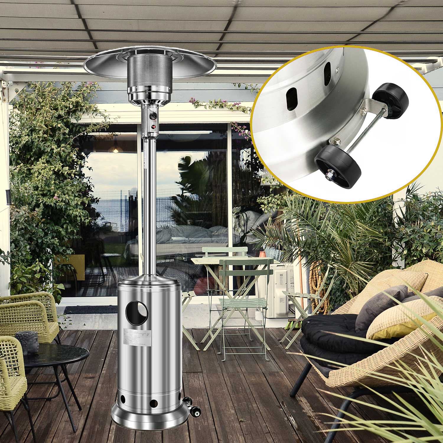 Birheatry installation guide image demonstrates quick setup on round-based heaters.
