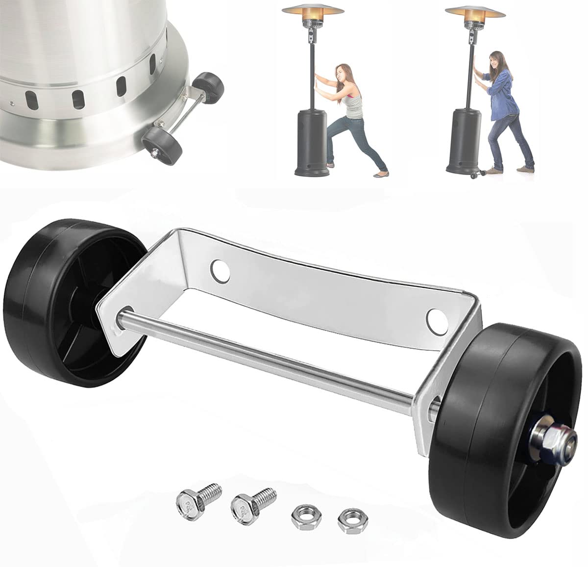 Birheatry universal patio heater wheel kit bracket for sturdy support and easy movement.
