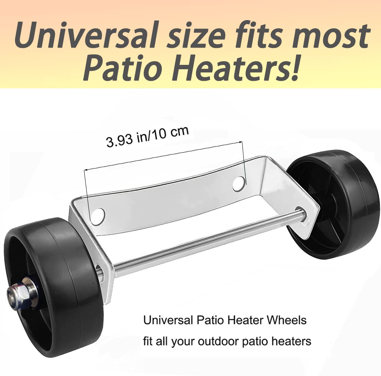 Birheatry wheels enable smooth relocation of outdoor heaters on decks.