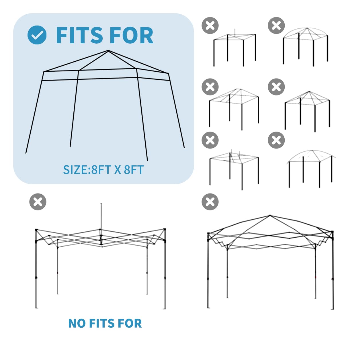 Birodeko slanted-leg canopy top ensures secure fit for setups