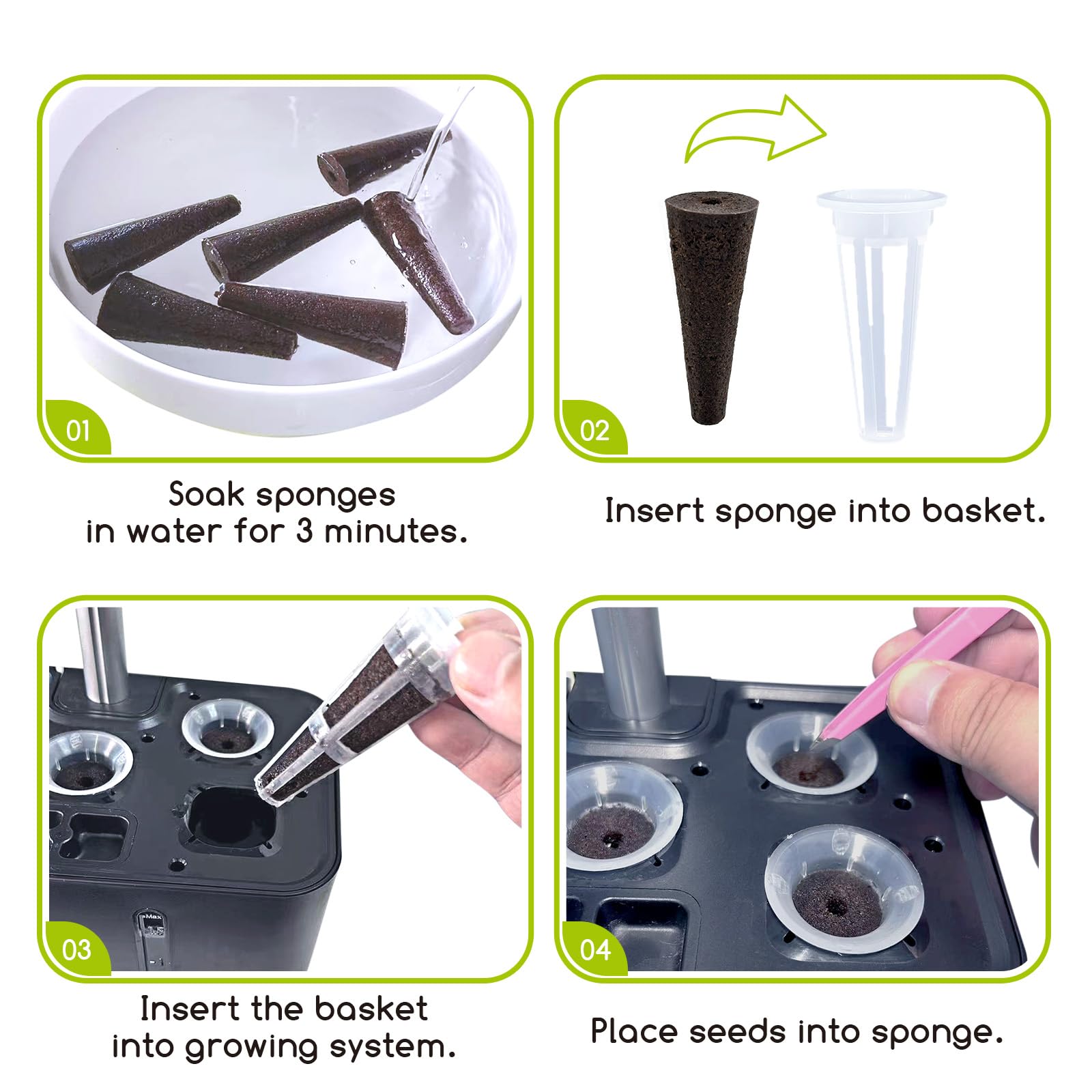 Bironzoco hydroponic sponges with AeroGarden compatibility.