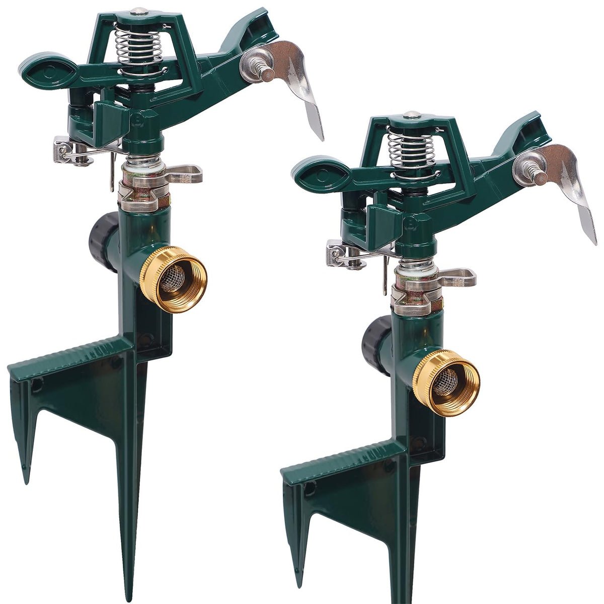 Biswing 2-pack impact sprinkler head for efficient lawn irrigation and easy setup.