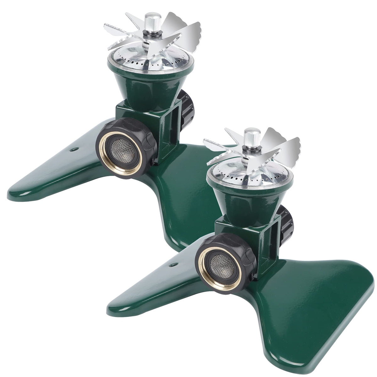 Biswing 2-pack lawn sprinkler set with rugged metal build providing broad coverage.
