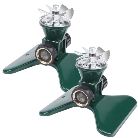 Biswing 2-pack lawn sprinkler set with rugged metal build providing broad coverage.