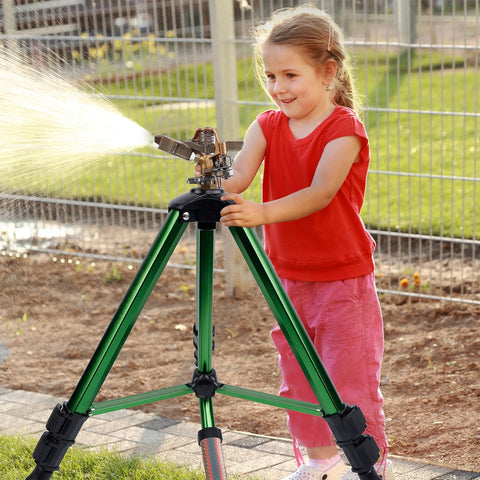 Biswing 360-degree coverage sprinkler enables comprehensive yard irrigation.