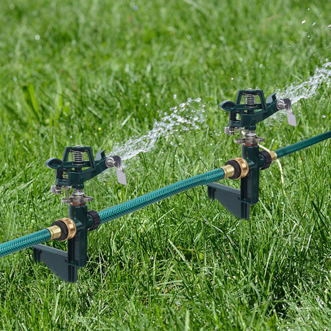 Biswing 360-degree garden irrigation with adjustable spray pattern.