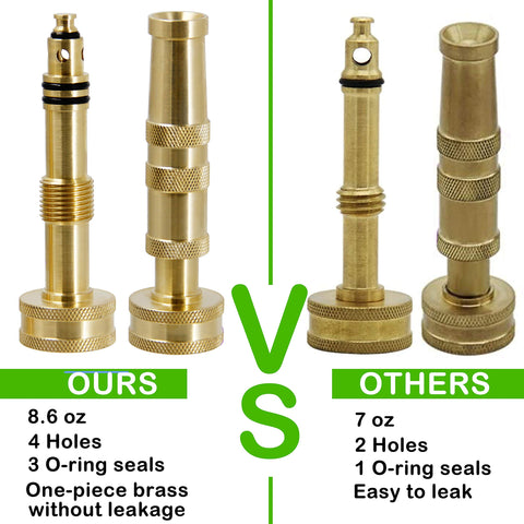 Biswing brass hose nozzle body detail emphasizes solid construction and leak resistance.