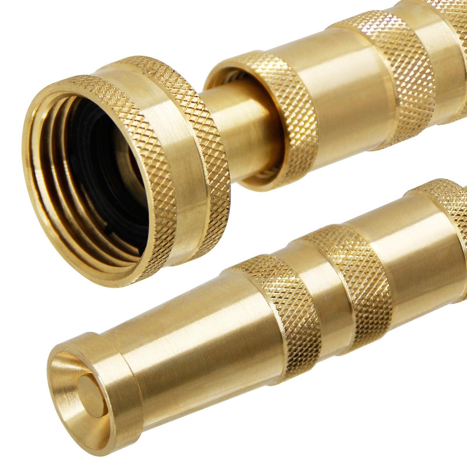 Biswing brass hose nozzle water flow test image shows strong pressure control.