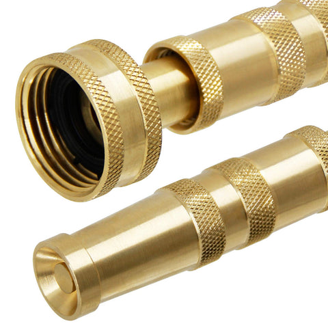 Biswing brass hose nozzle water flow test image shows strong pressure control.