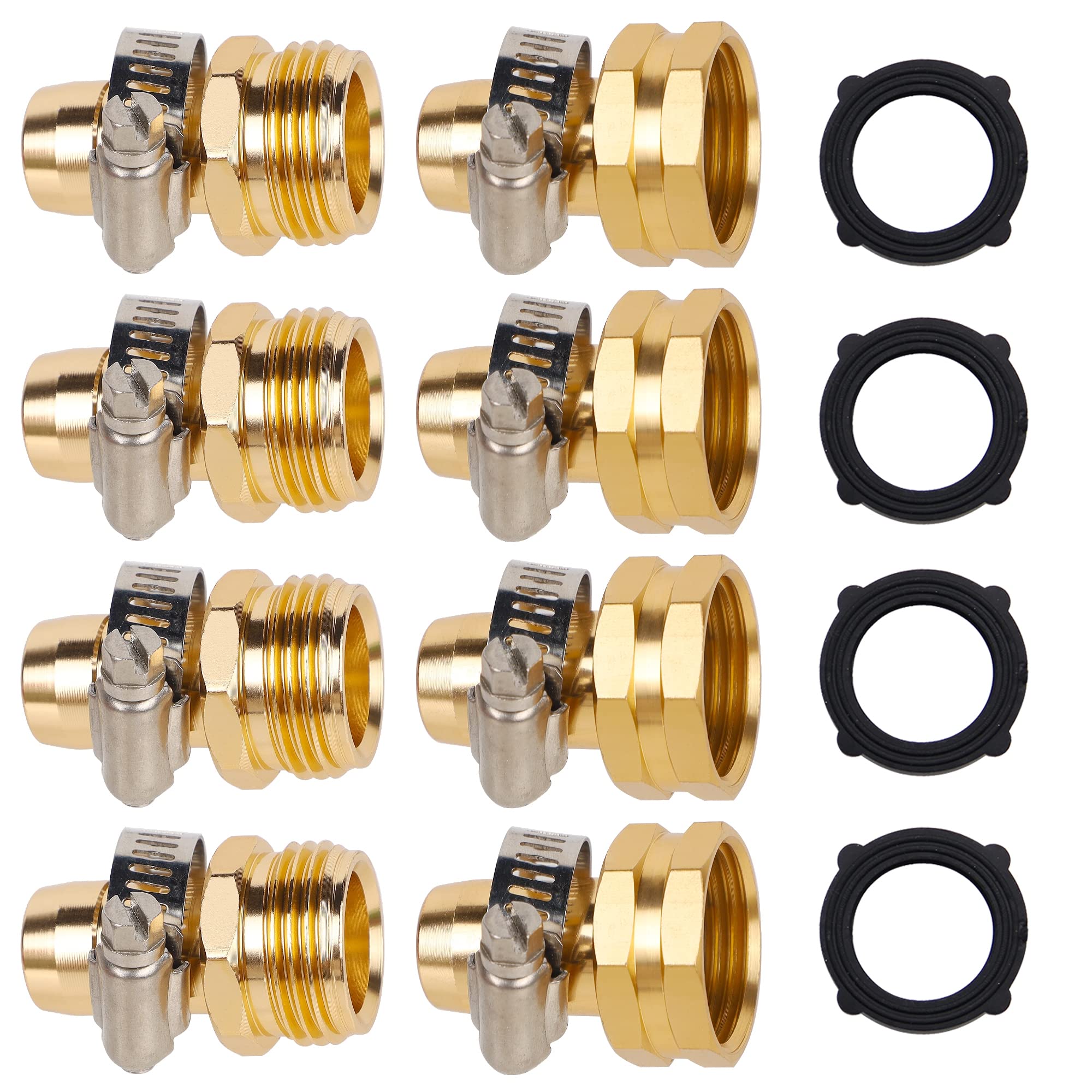 Biswing garden hose repair connectors with aluminum female fitting for leak-free joins.