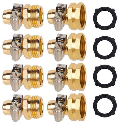 Biswing garden hose repair connectors with aluminum female fitting for leak-free joins.