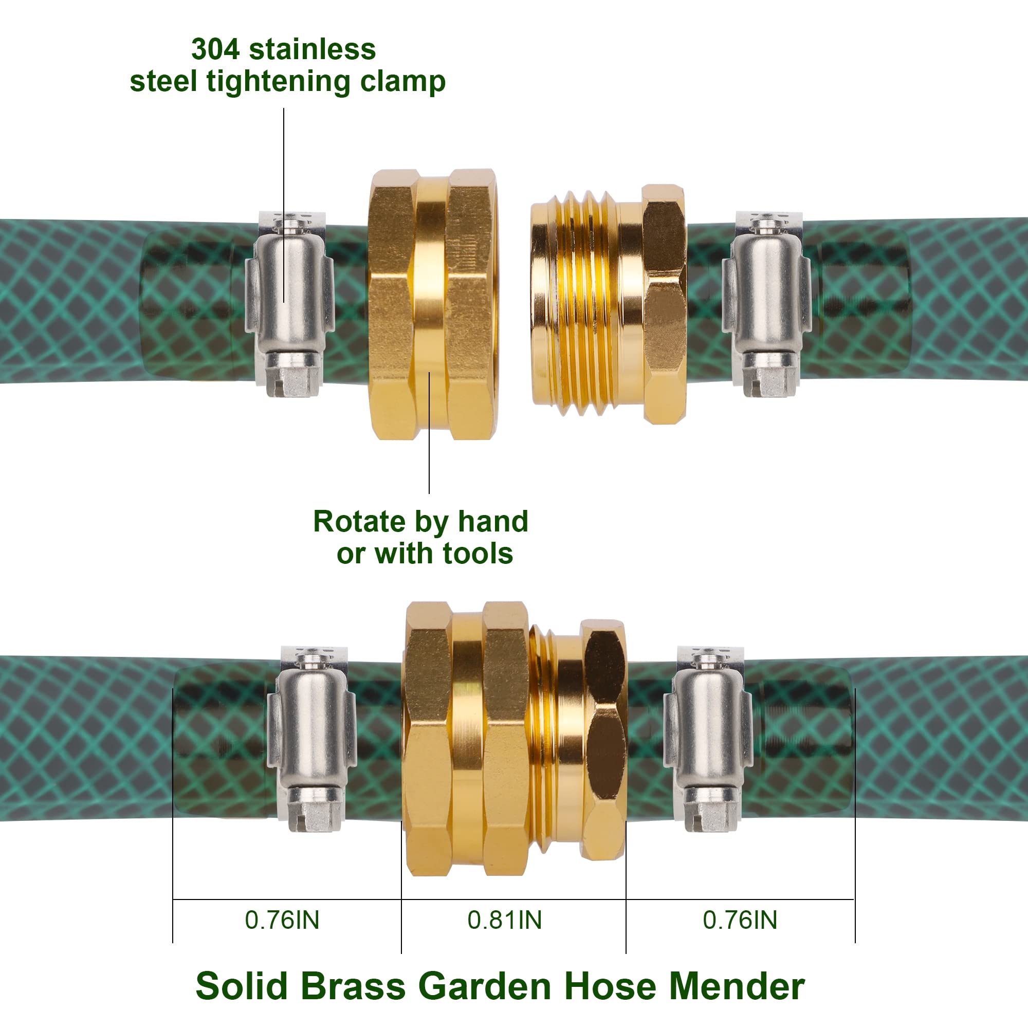 Biswing garden hose repair connectors with aluminum male fitting for quick repairs.