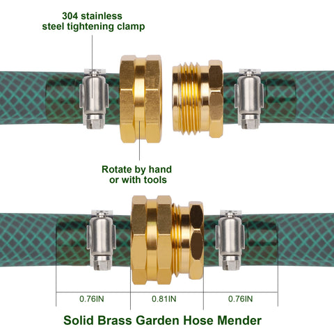 Biswing garden hose repair connectors with aluminum male fitting for quick repairs.