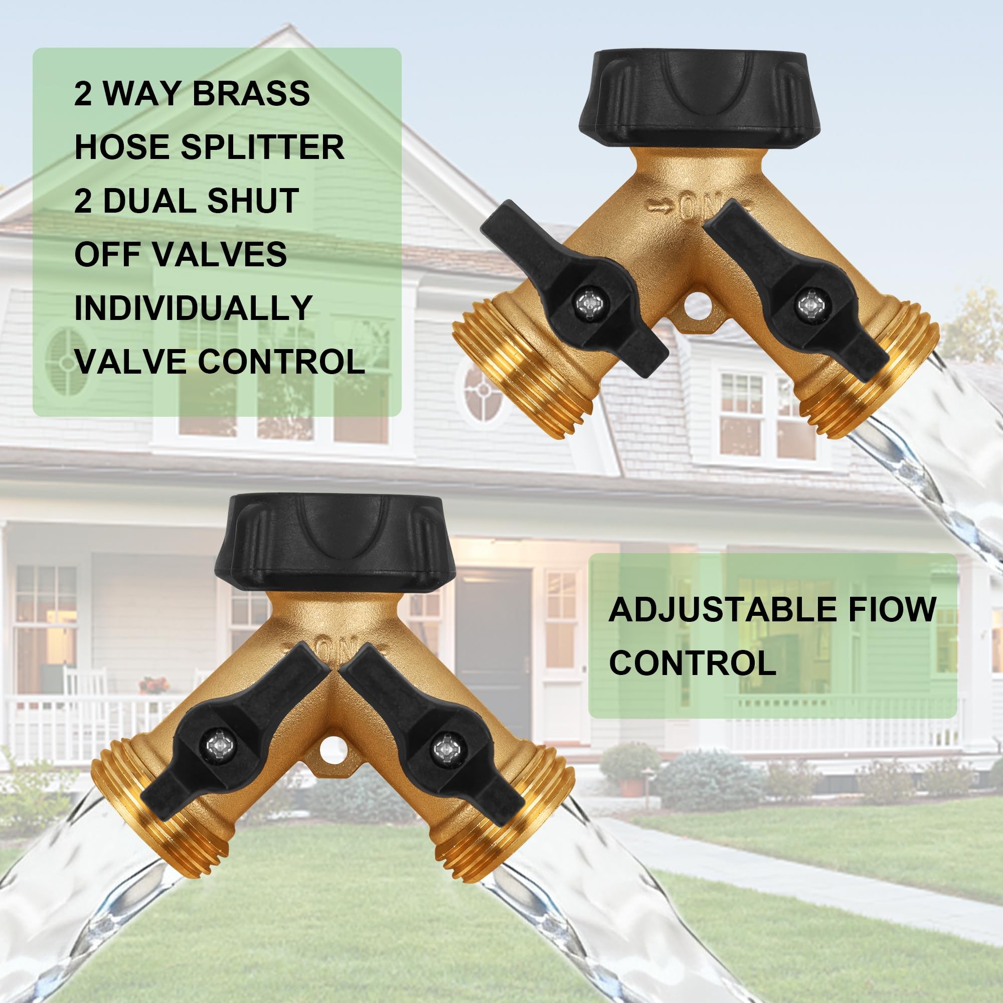 Biswing hose splitter washers included for leak-free connections.