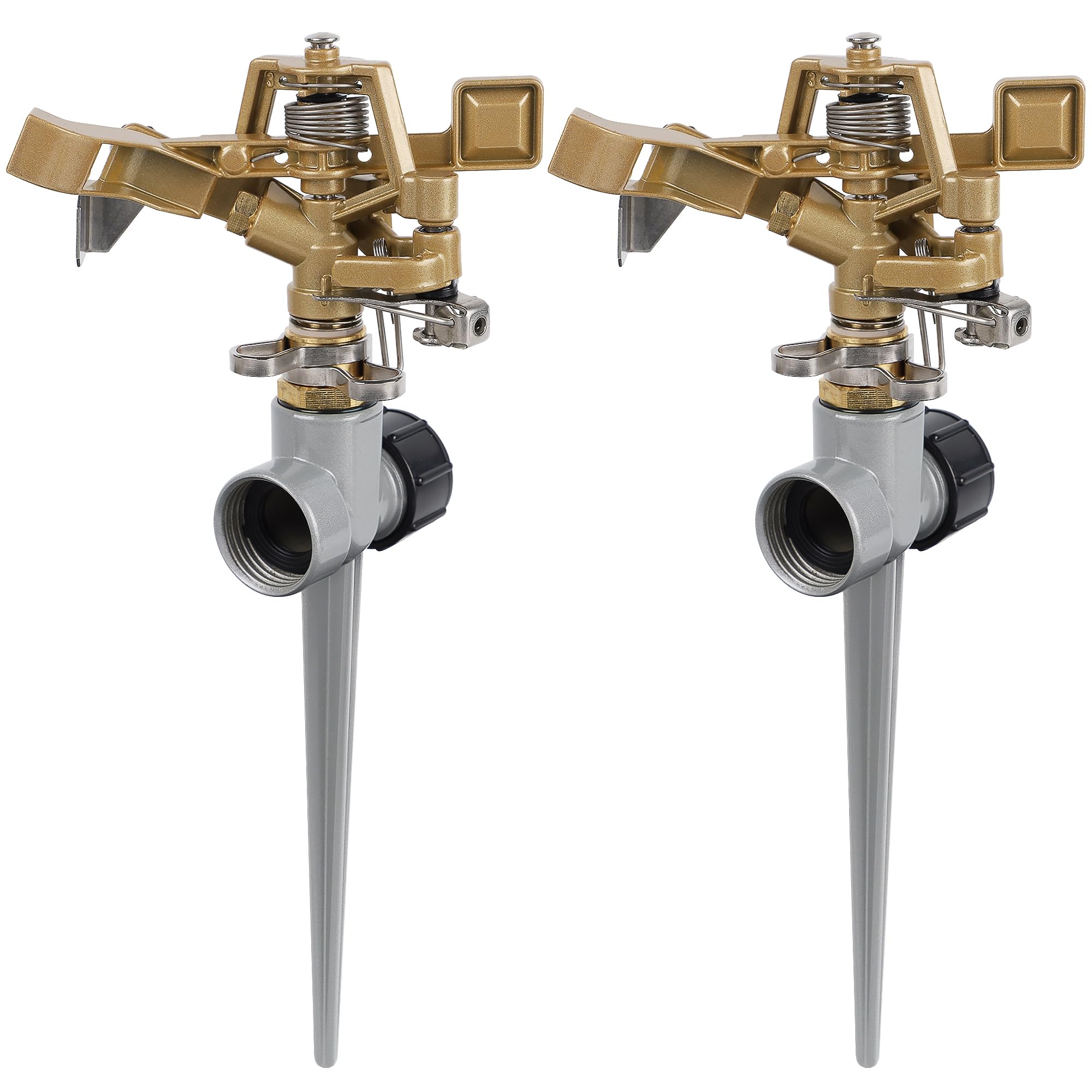 Biswing impact sprinkler top view highlights a sturdy stand for steady irrigation.