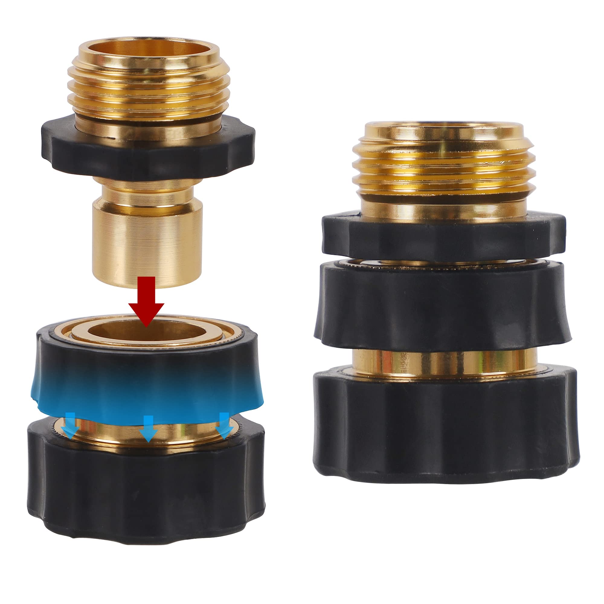 Biswing male quick connector for garden hose with aluminum build and quick release.