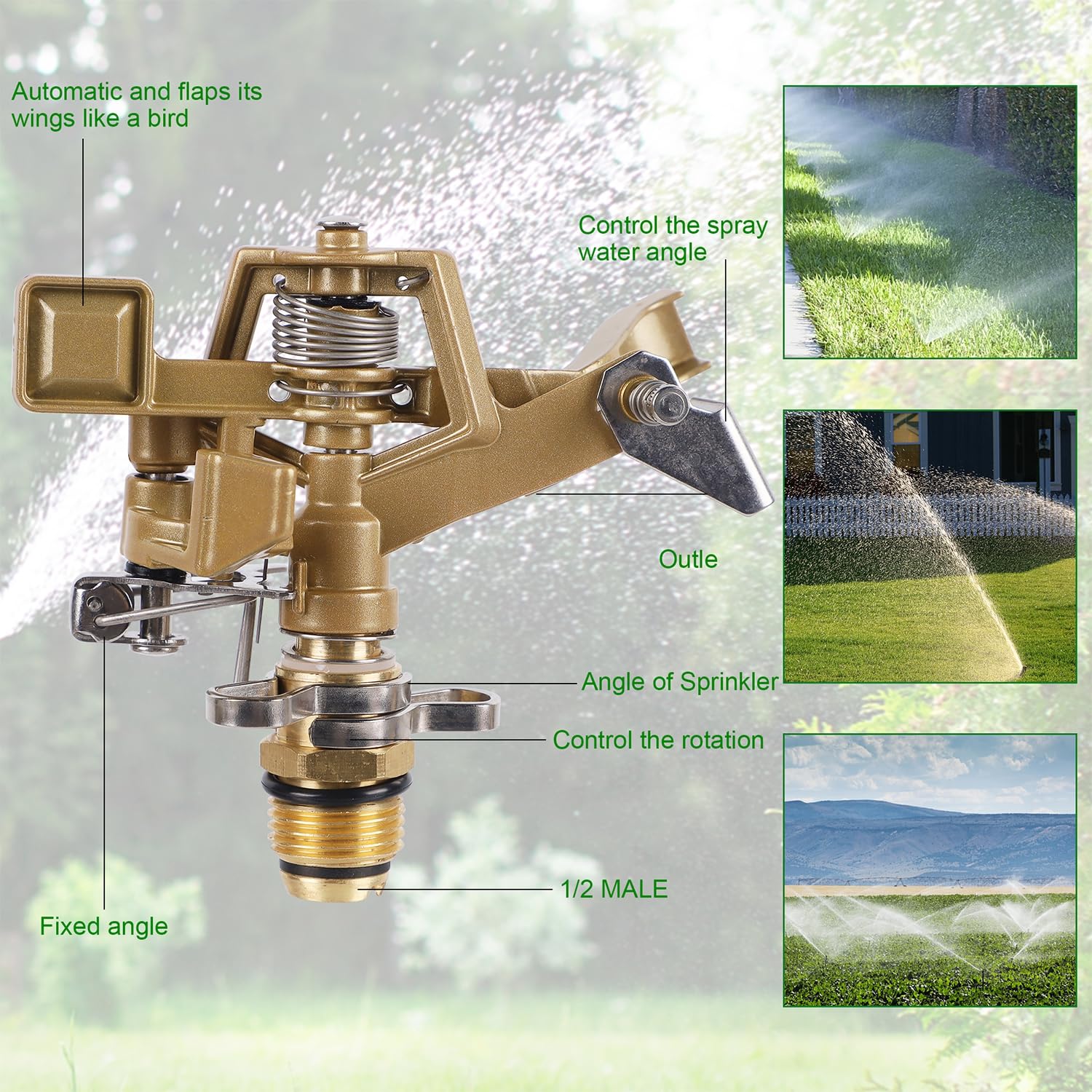 Biswing rust-proof design keeps outdoor sprinkler resilient through seasons.
