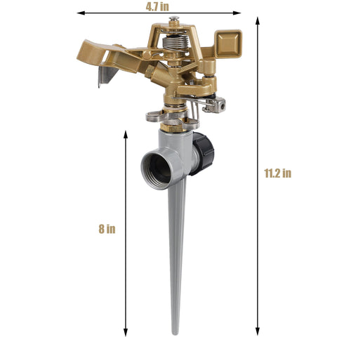 Biswing spike base in aluminum alloy provides secure lawn mounting.