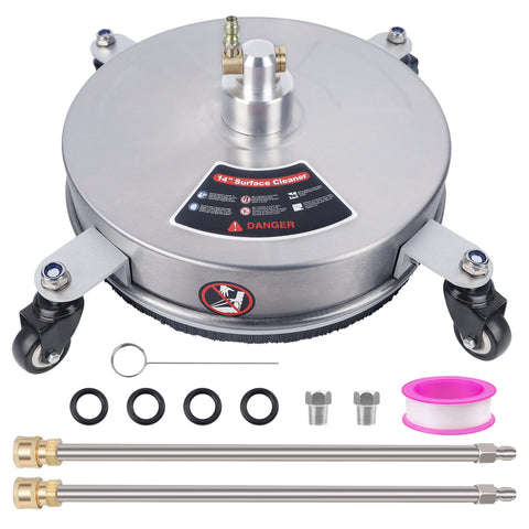 Biswing 14-inch stainless surface cleaner in action for patios and driveways