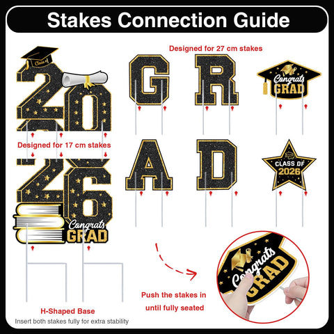 Biswiter graduation cap sign creates a festive outdoor focal point.