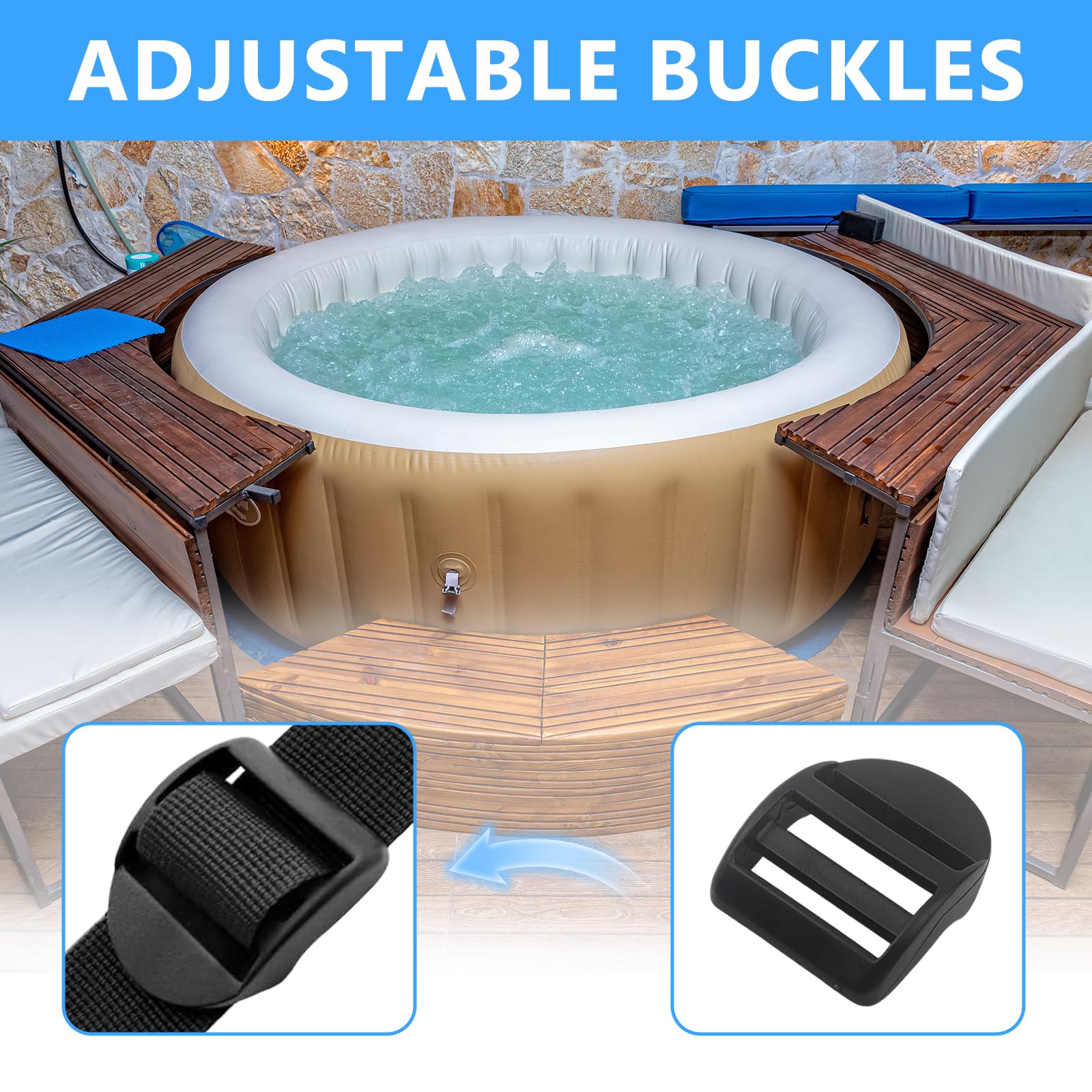 Biteyued universal clips fit straps 1–1.3 inches wide.