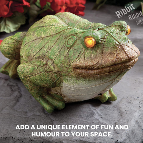 Bits and Pieces frog sensor range 6 to 12 inches for flexible placement.