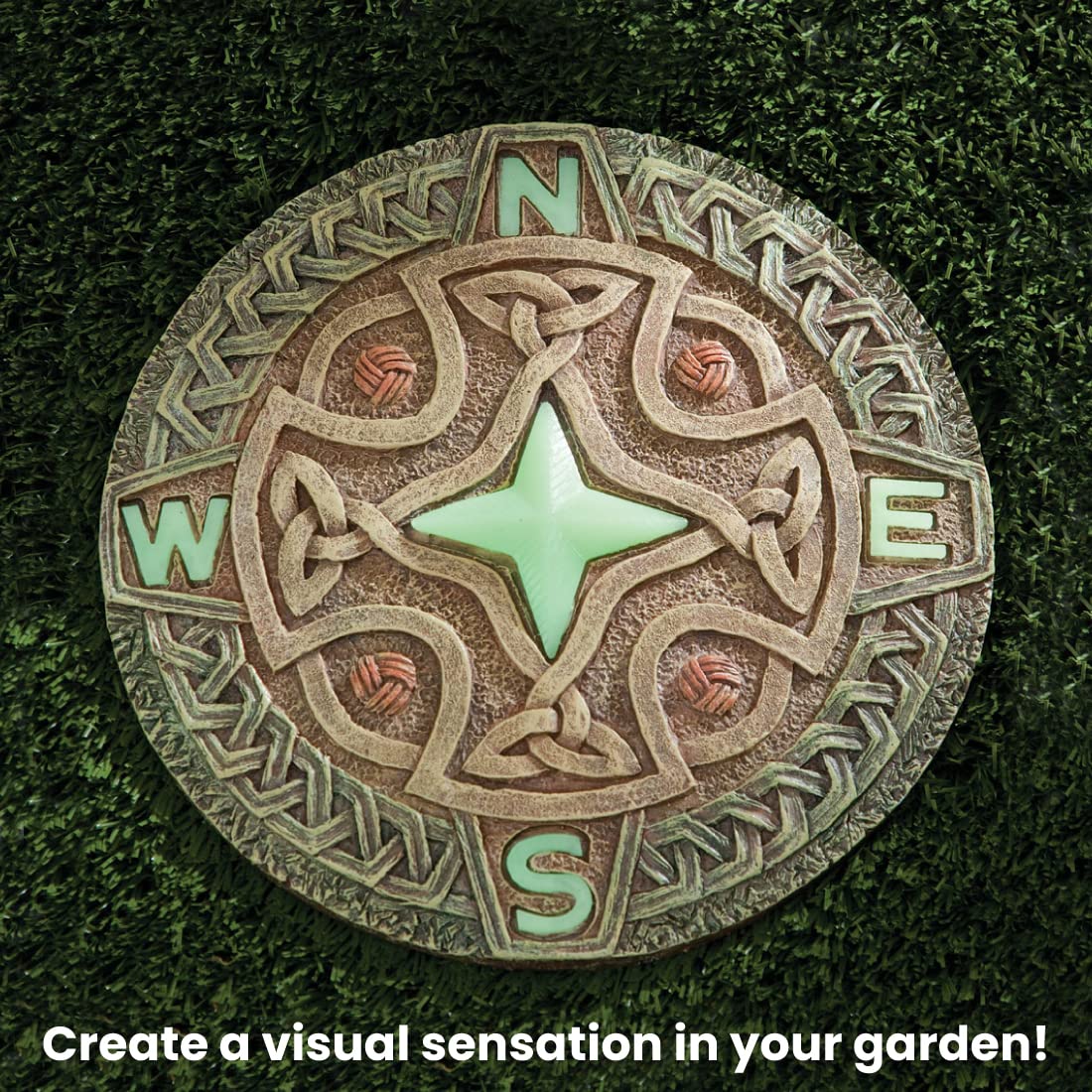 Bits and Pieces night-friendly garden light serves as a decorative focal point.