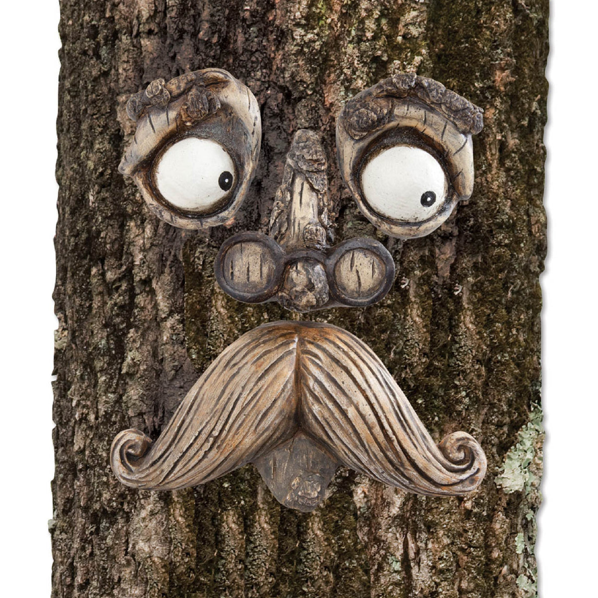 Bits and Pieces old man tree hugger peeking from bark for garden whimsy