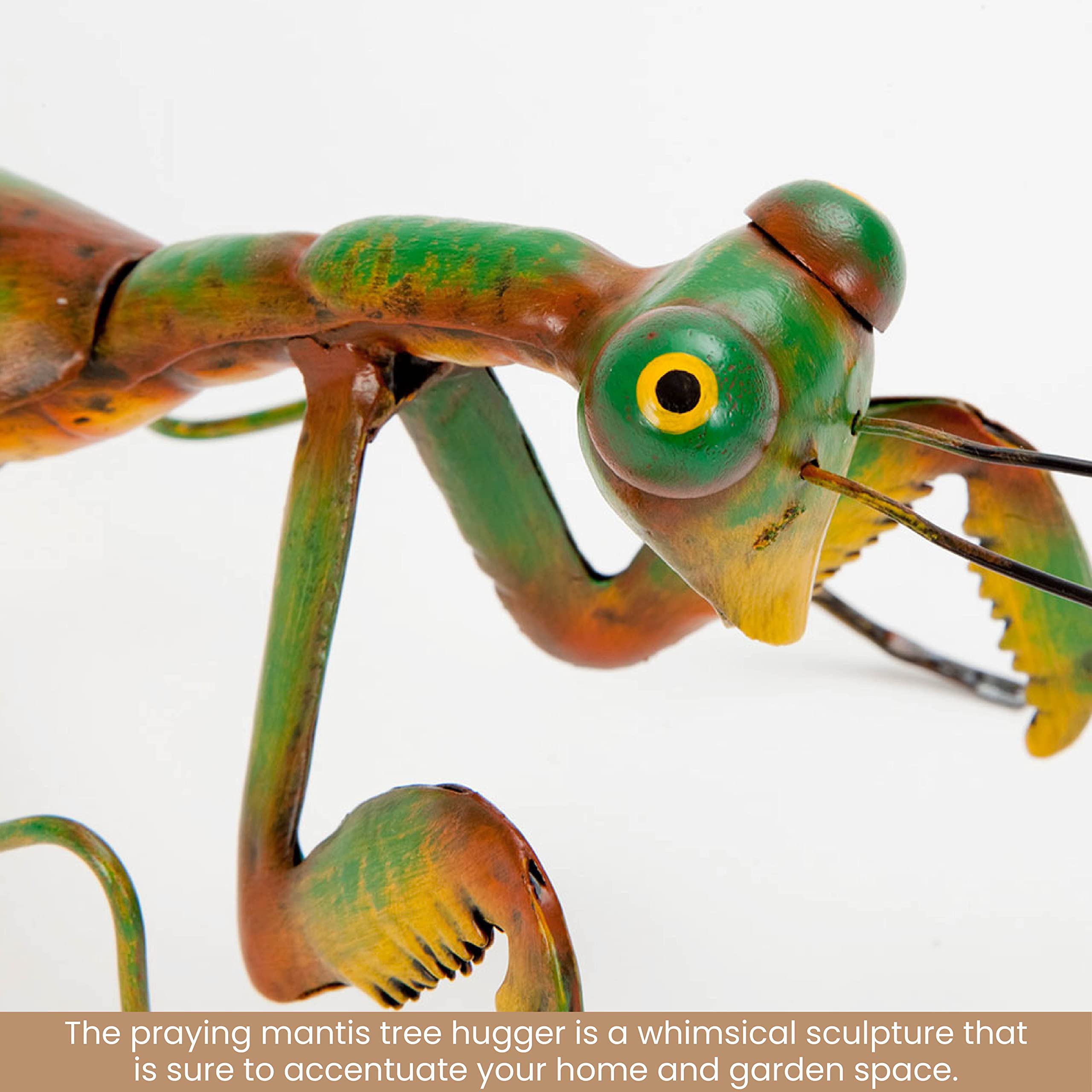 Bits and Pieces Praying Mantis Tree Hanger poly-resin texture for lasting outdoor charm.