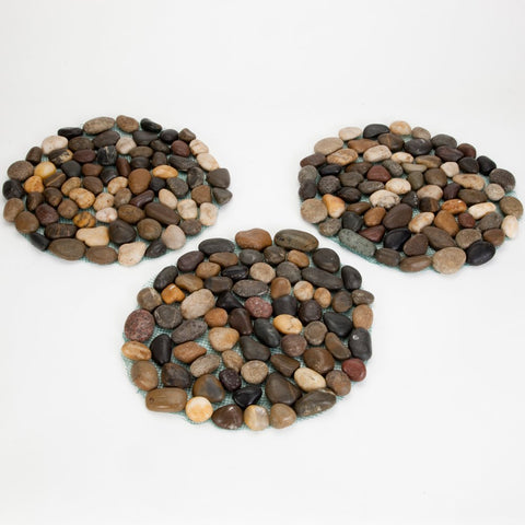 Bits and Pieces riverstone round-stepping-stones polished surface detail highlights elegant texture for patios
