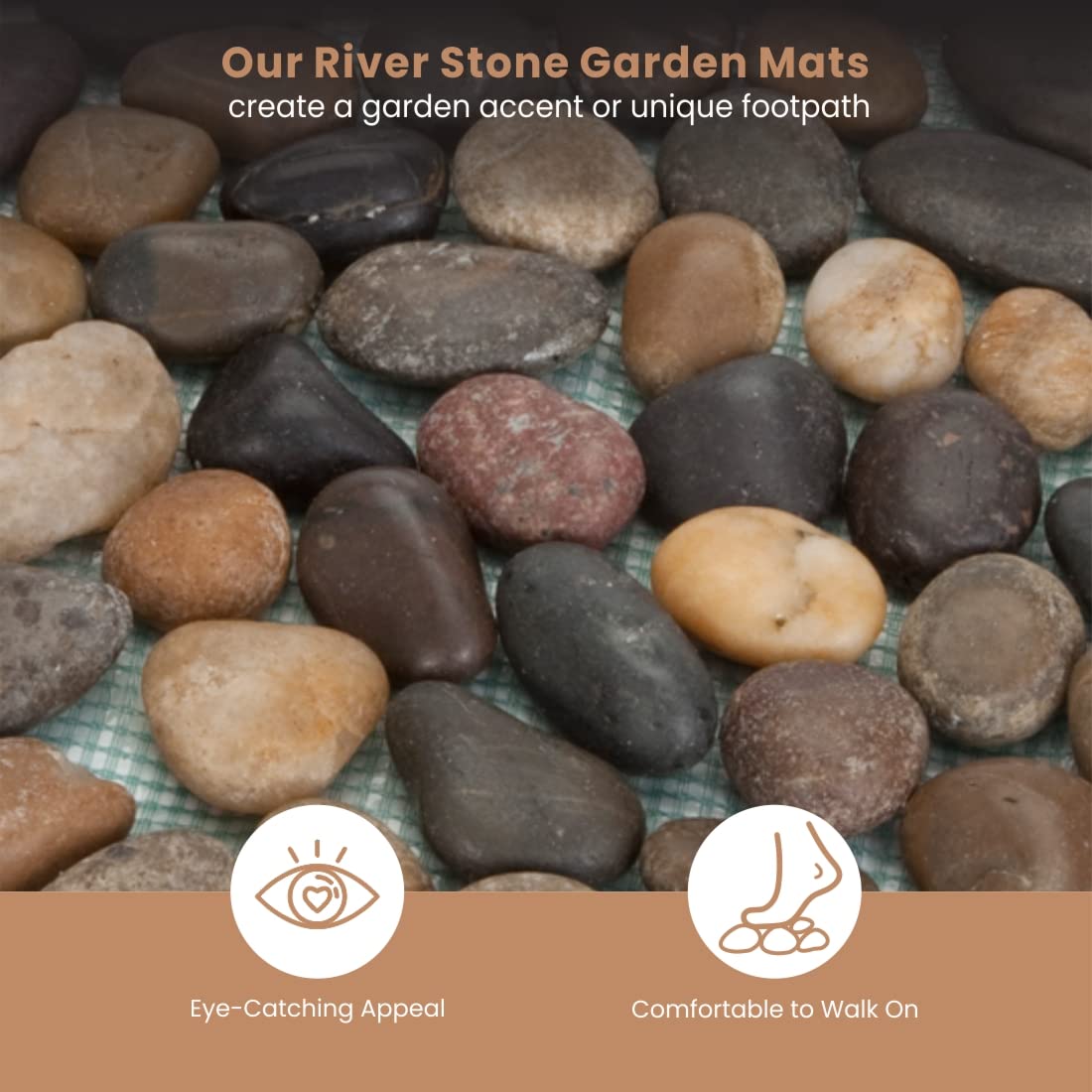 Bits and Pieces riverstone stepping stones three-pack arrangement supports flexible outdoor layouts