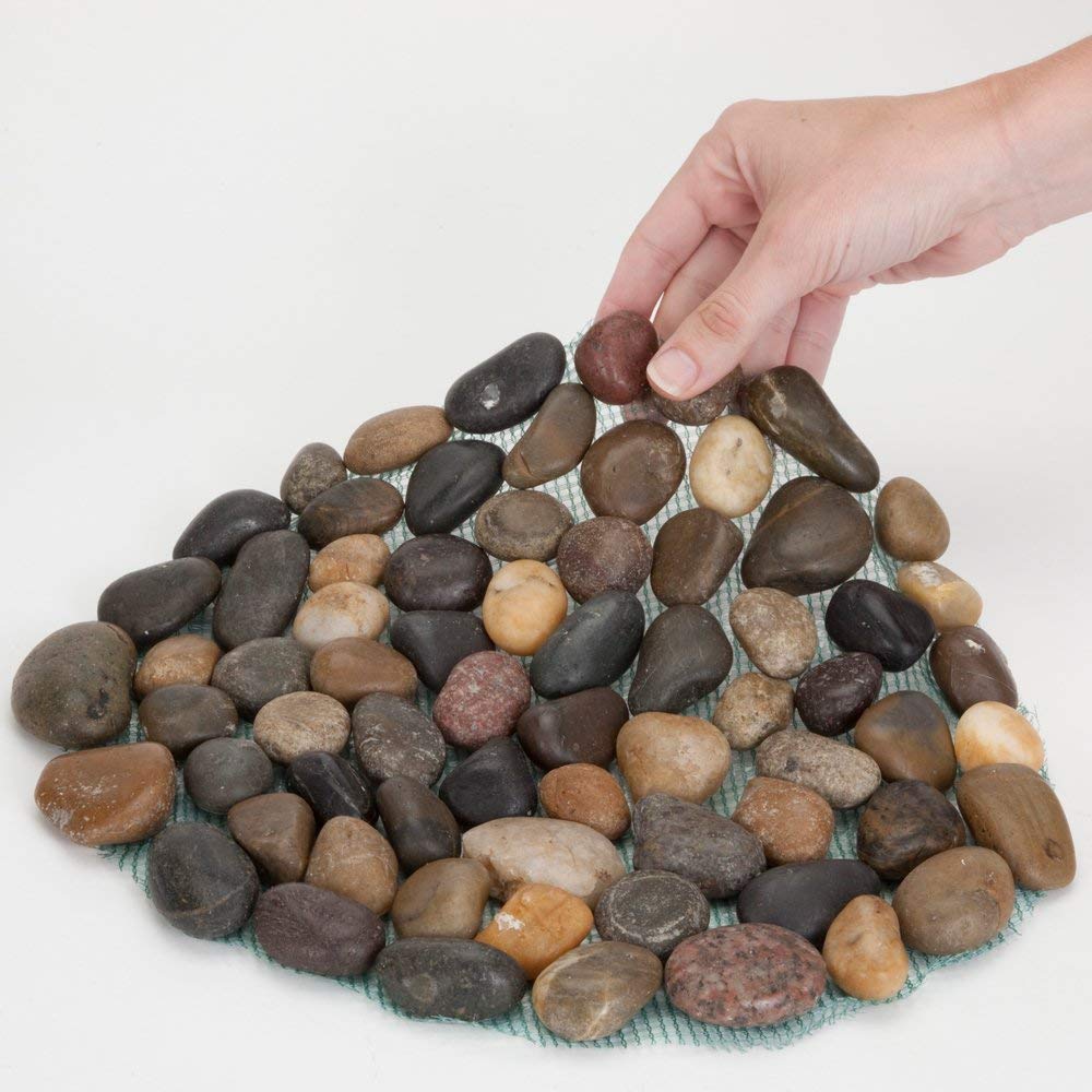 Bits and Pieces riverstone round stepping stones product display shows sturdy outdoor decor