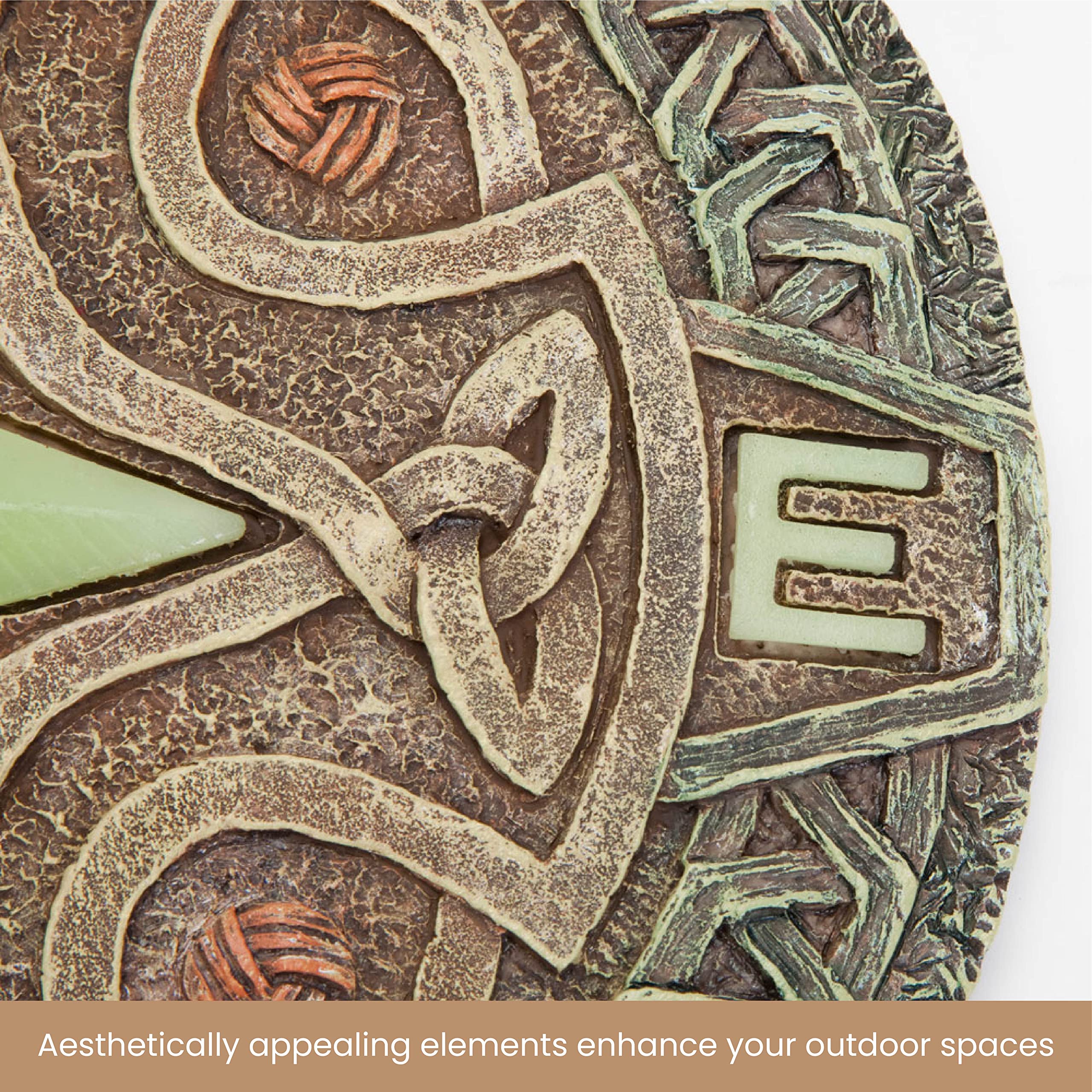 Bits and Pieces sun-charged stone brightens garden spaces once daylight fades.
