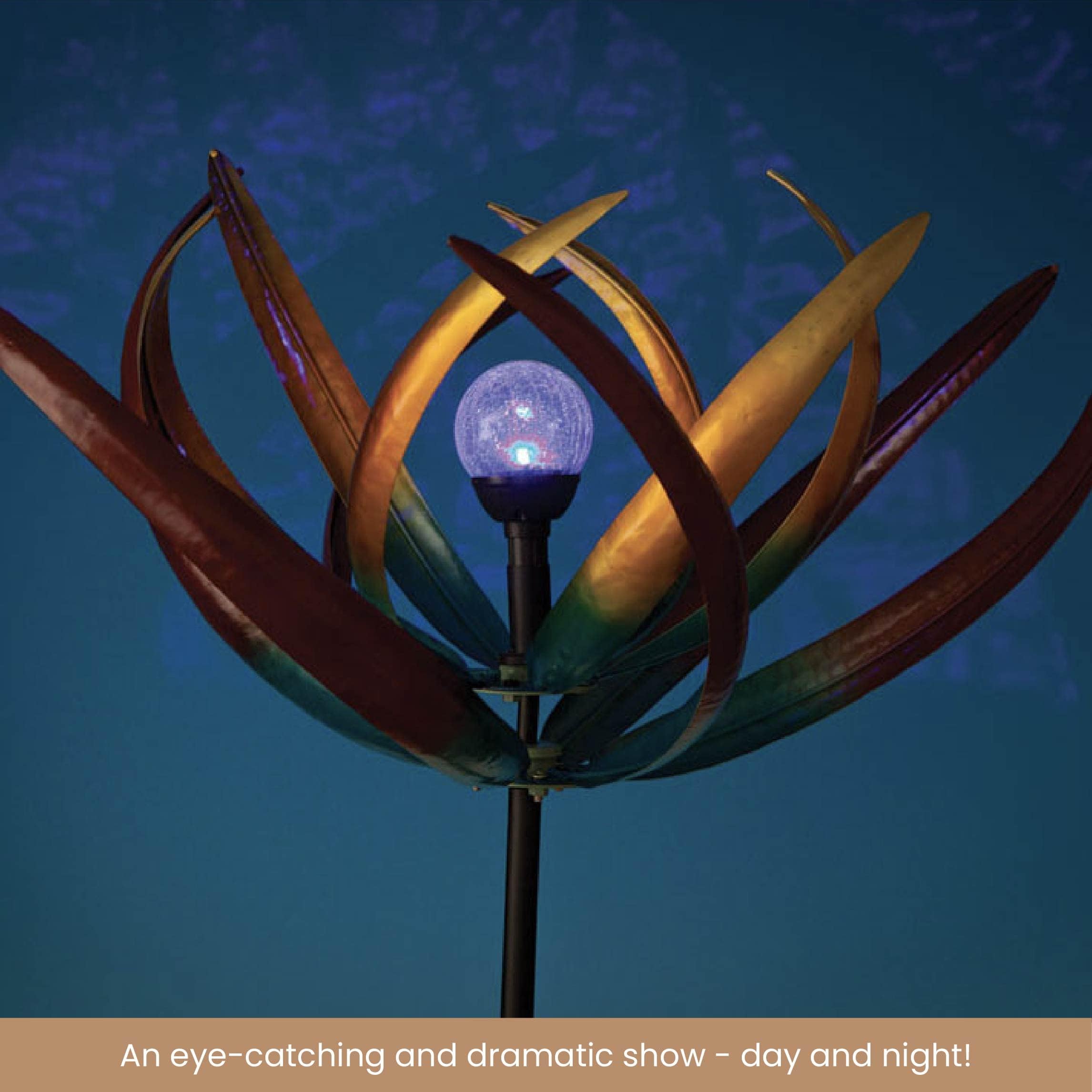 Bits and Pieces Tulip Wind Spinner with color-changing glow.
