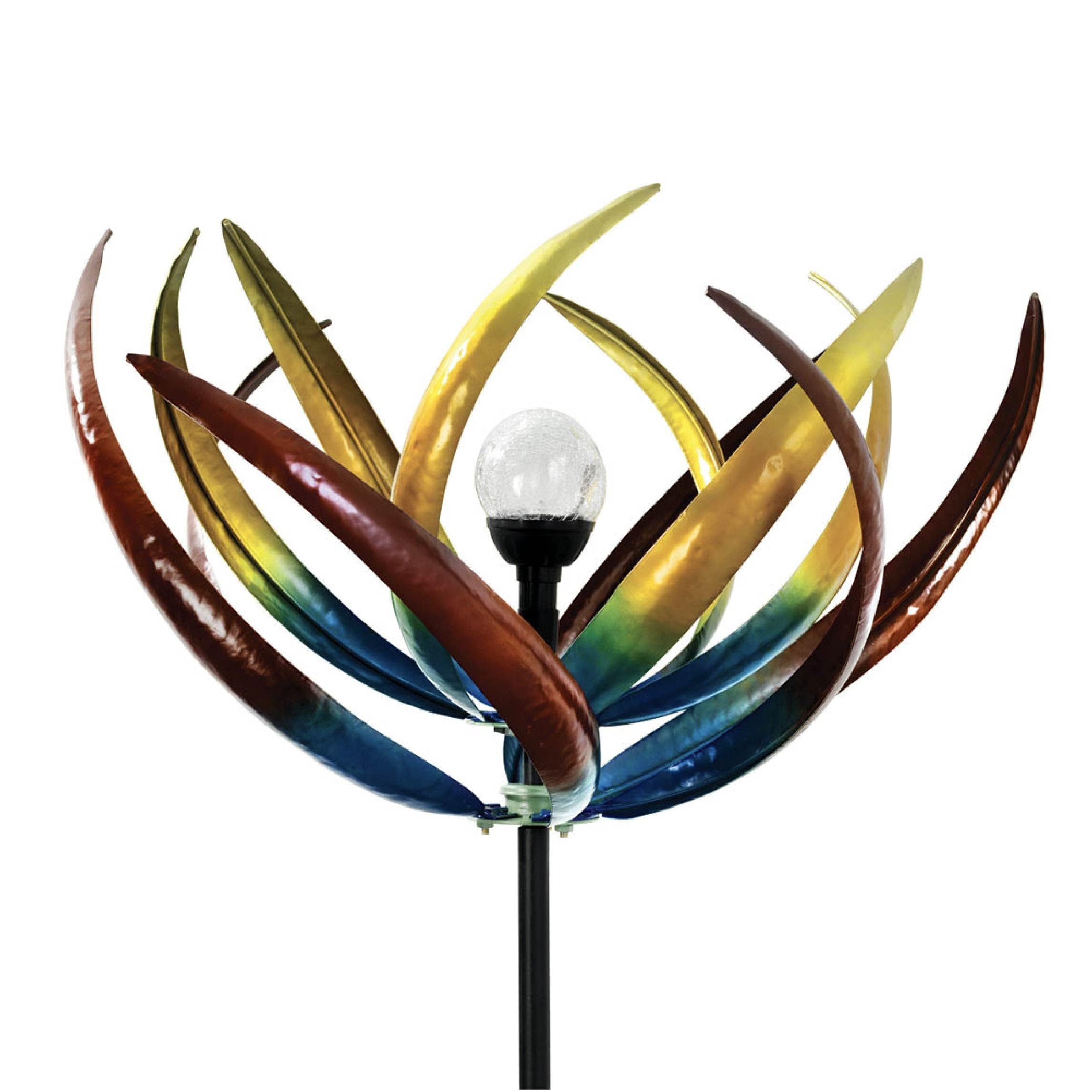 Bits and Pieces Tulip Wind Spinner with solar light for vibrant evenings.