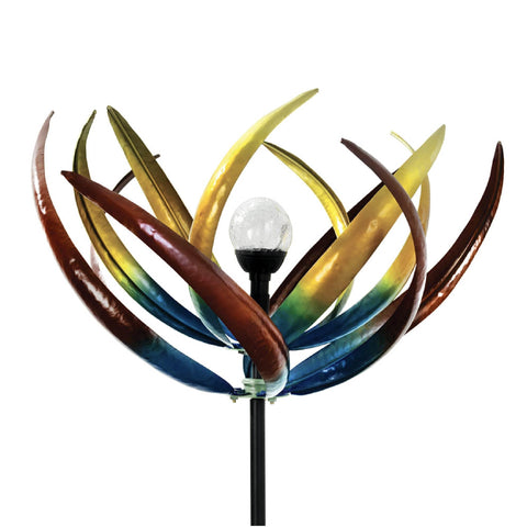 Bits and Pieces Tulip Wind Spinner with solar light for vibrant evenings.