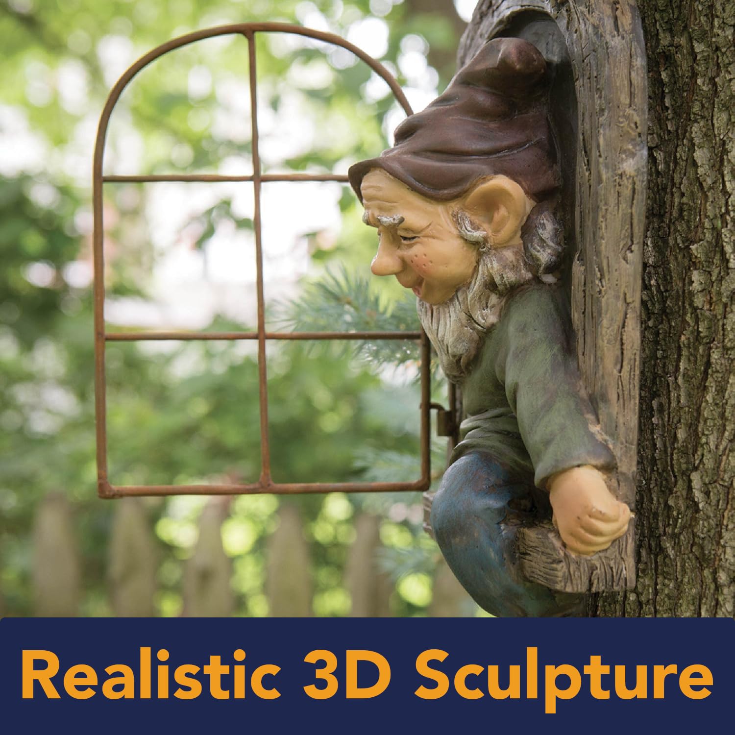 Bits and Pieces working window hinge adds interactive charm to yard art.