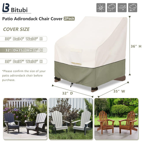 Bitubi Adirondack cover with wind vent system reduces condensation on breezy days.