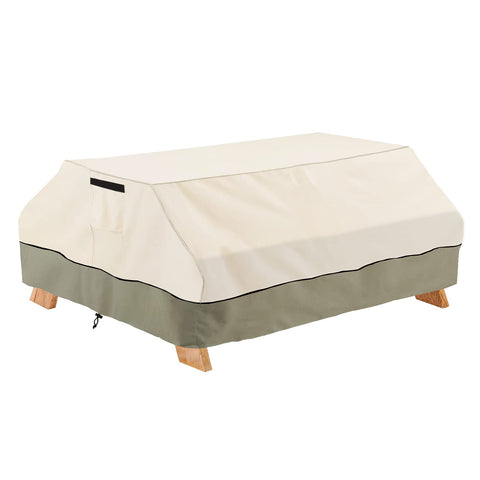 Bitubi 70-72 inch picnic table cover showing a snug fit on outdoor tables