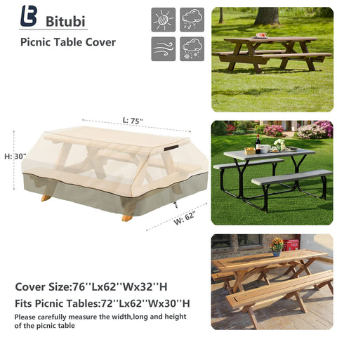 Bitubi waterproof and UV-resistant cover shields tabletops from rain and sun