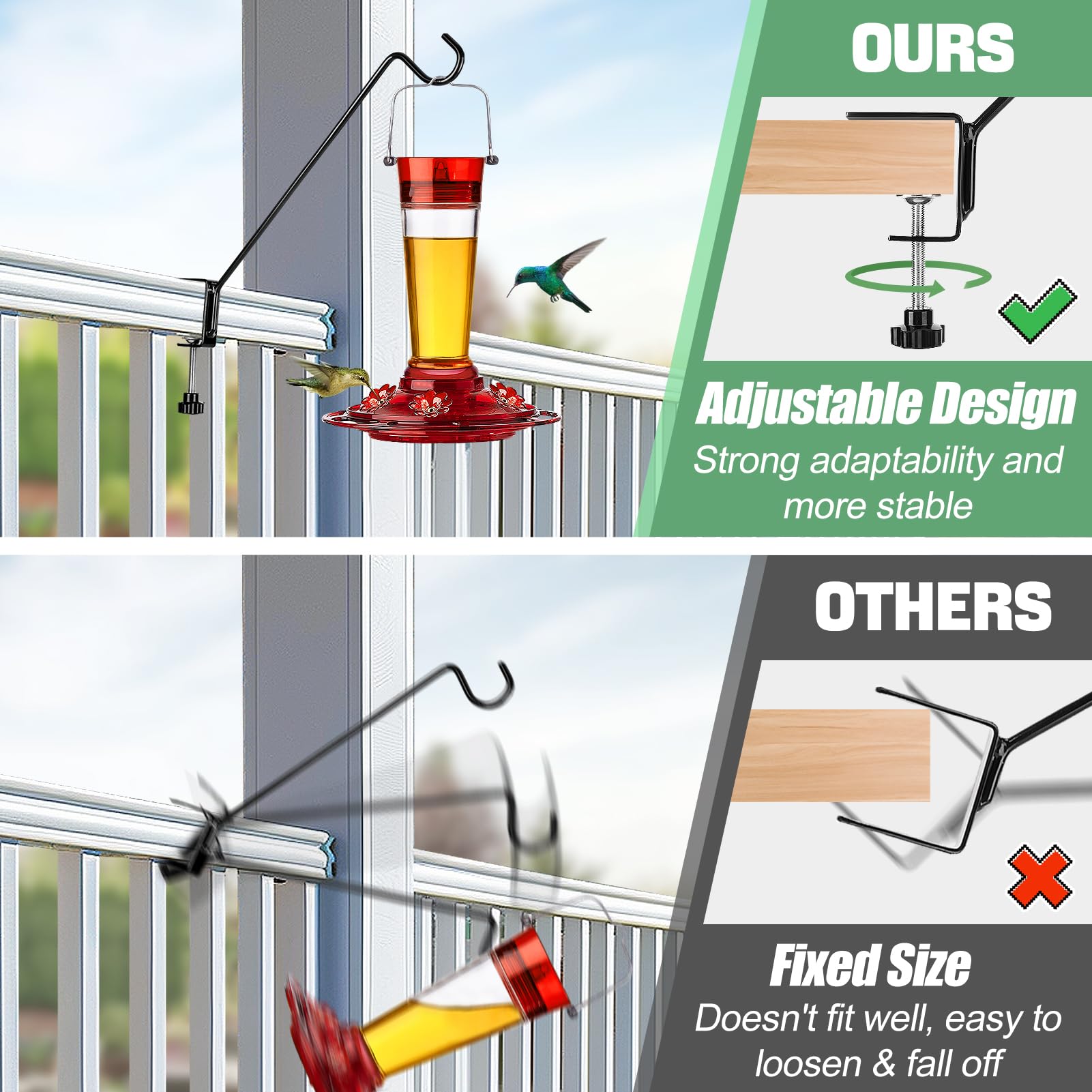 Biubee adjustable clamp deck rail hanger fits thicker rails securely.