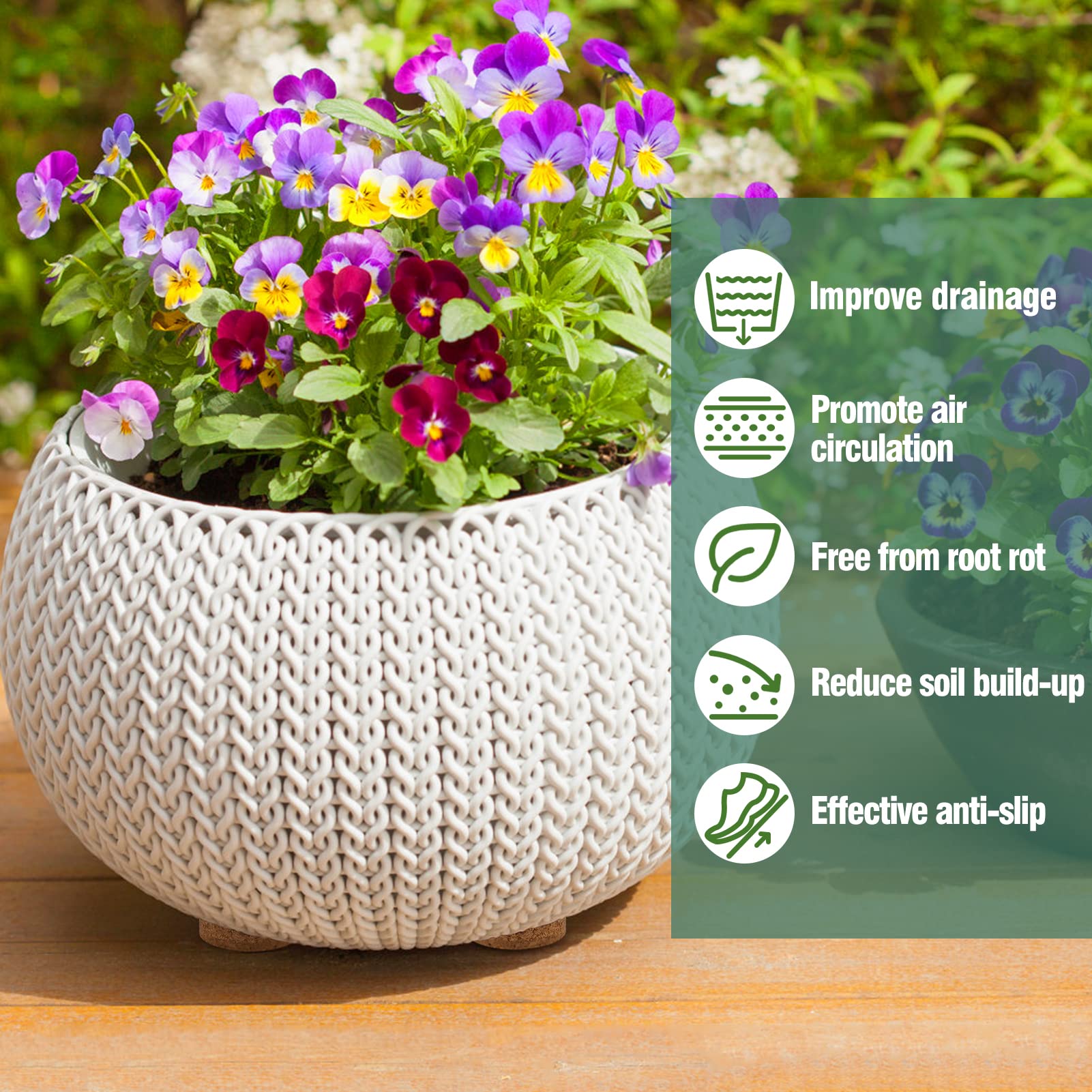Biubee cork plant feet non-slip keep planters steady on floors