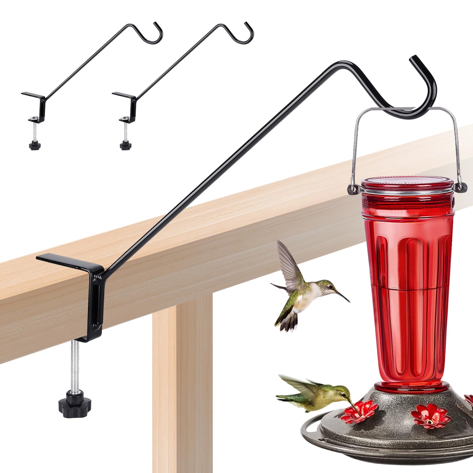 Biubee deck bird feeder hanger on railing, two-pack for versatile garden feeding options.