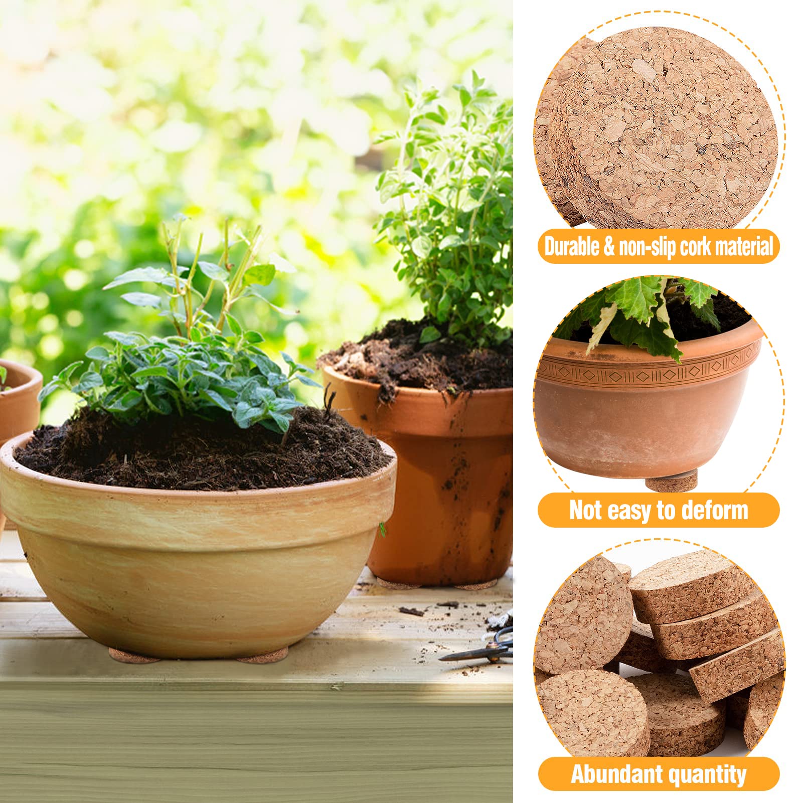 Biubee low-profile cork feet stay inconspicuous while elevating pots